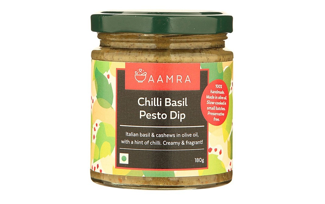 Aamra Chilli Basil Pesto Dip    Glass Jar  180 grams
